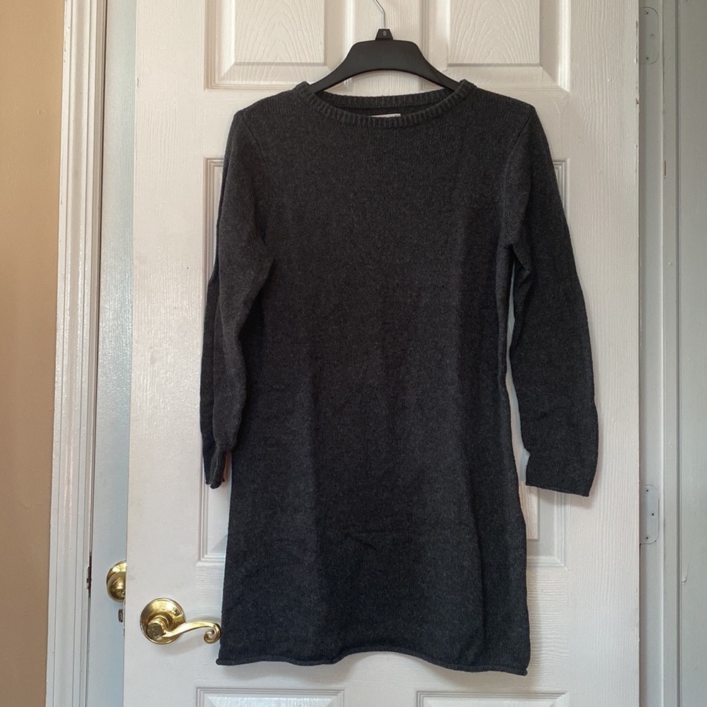 Oak + Fort Grey Minimal Crew Sweater Dress